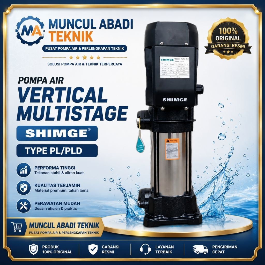 Mesin Pompa Air Booster Vertical Pompa Air Booster RO 2000 Gpd PL 2-13 3Hp 380V 3Phase