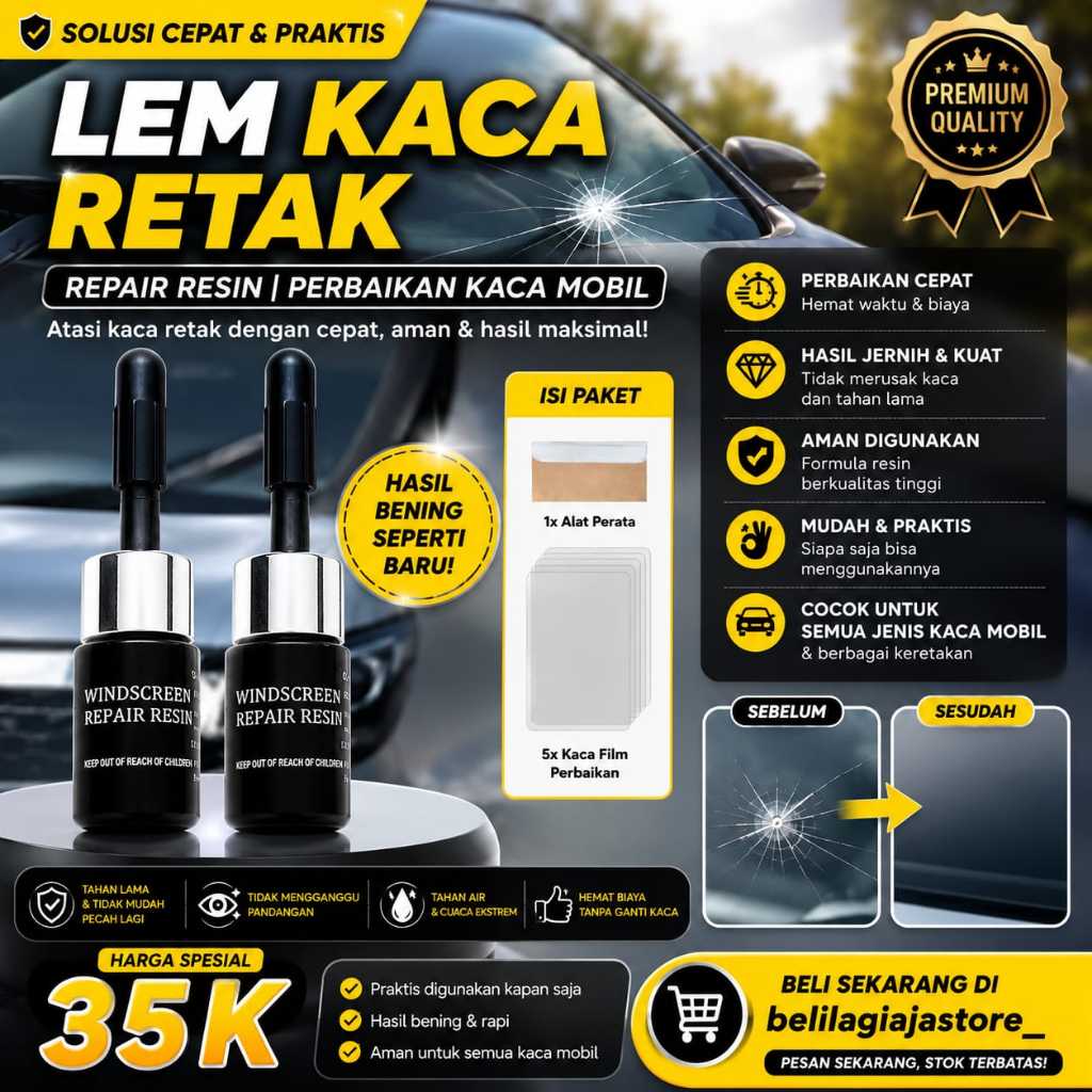Lem Kaca Anti Retak Windshield Window Repair Lem Kaca LCD Retak Serbaguna