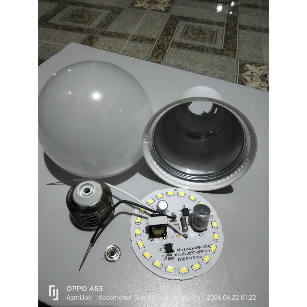 lampu LED rekondisi 20watt. casing bekas PCB MSL baru Tanpa Merk