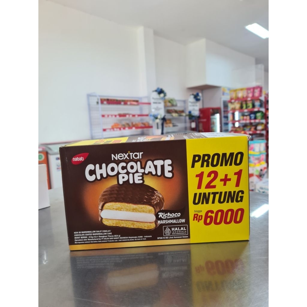 Nabati Nextar Pie Richoco Marshmallow - Isi 13, Rasa Coklat, Lembut