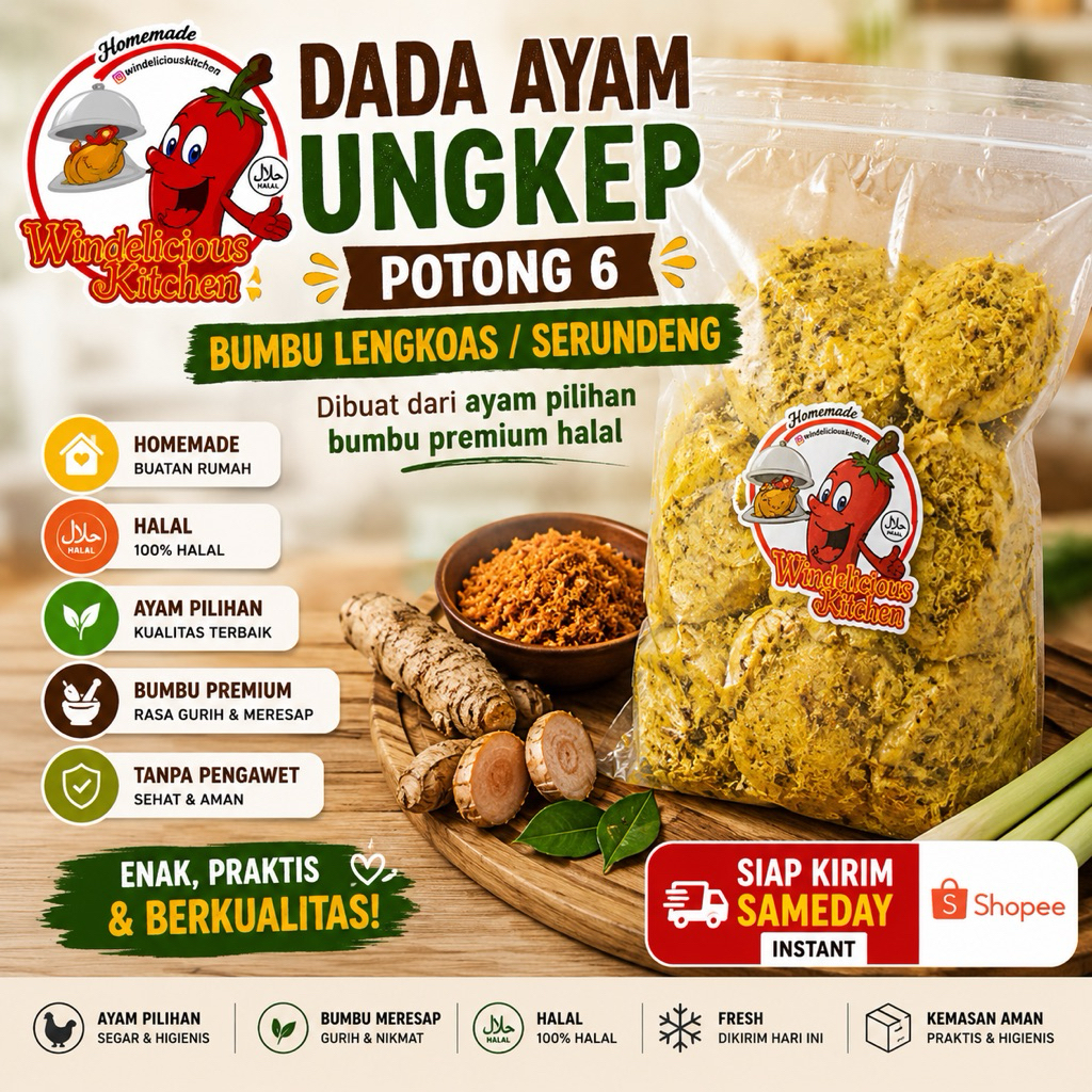 DADA AYAM UNGKEP SERUNDENG 6 POTONG / AYAM KUNING / AYAM BUMBU KUNING / AYAM GORENG