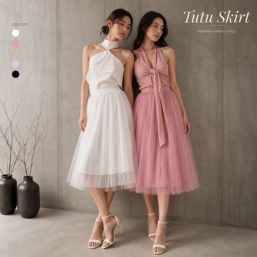 NAMARI - Tutu Skirt - Rok Midi 7/8 Panjang Wanita Hijab Cewek Hitam Dewasa Maxi Tile Nyaman Casual