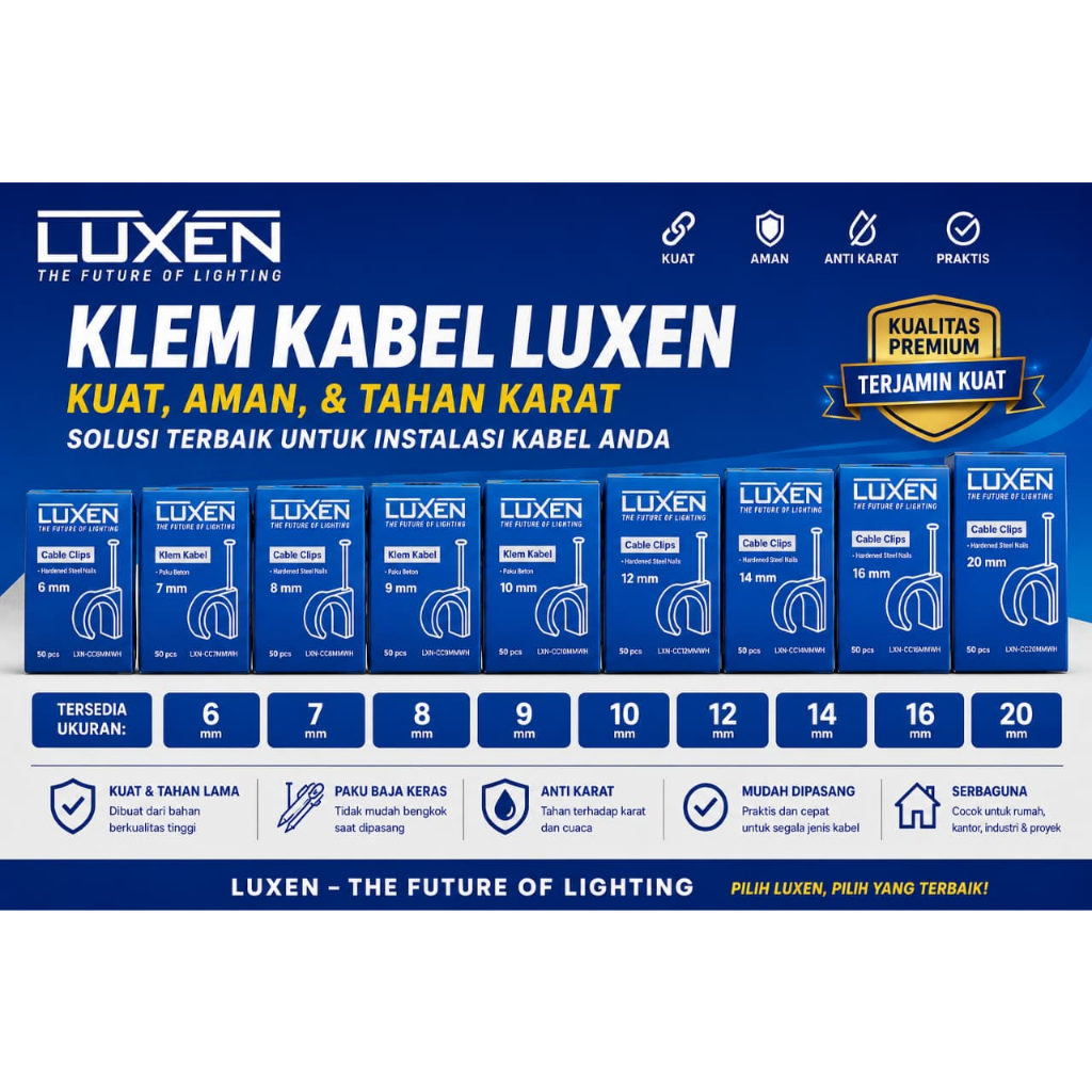 Cable Clips LUXEN / Klem Beton LUXEN / Klem LUXEN / Klip Kabel Plastik / Klem Kabel LUXEN