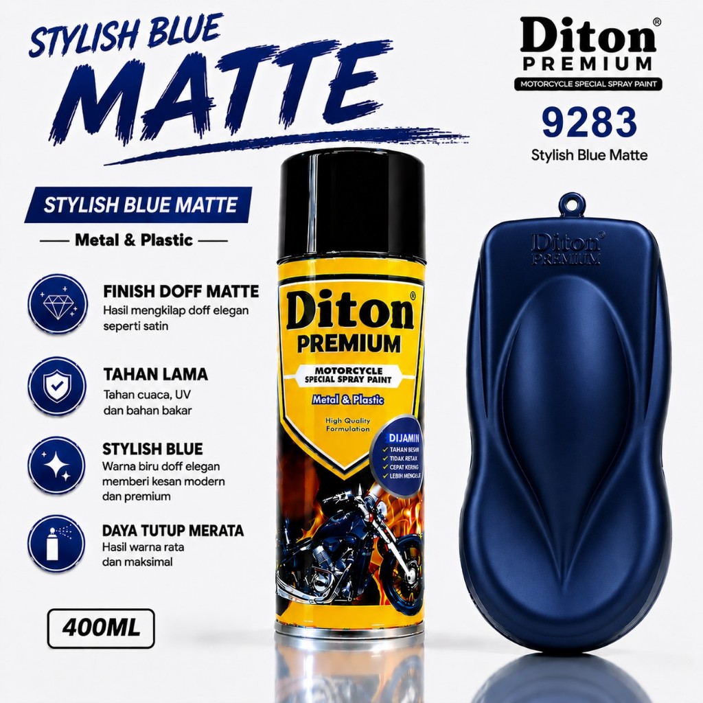 Diton Premium Stylish Blue Matte H9283* 400ml - Cat Semprot biru Met - biru dongker doff
