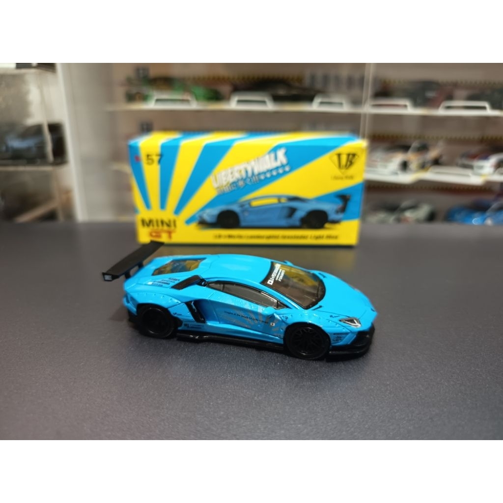 Mini GT LB Works Lamborghini Aventador Light Blue #57 [UNSEALED MINUS]