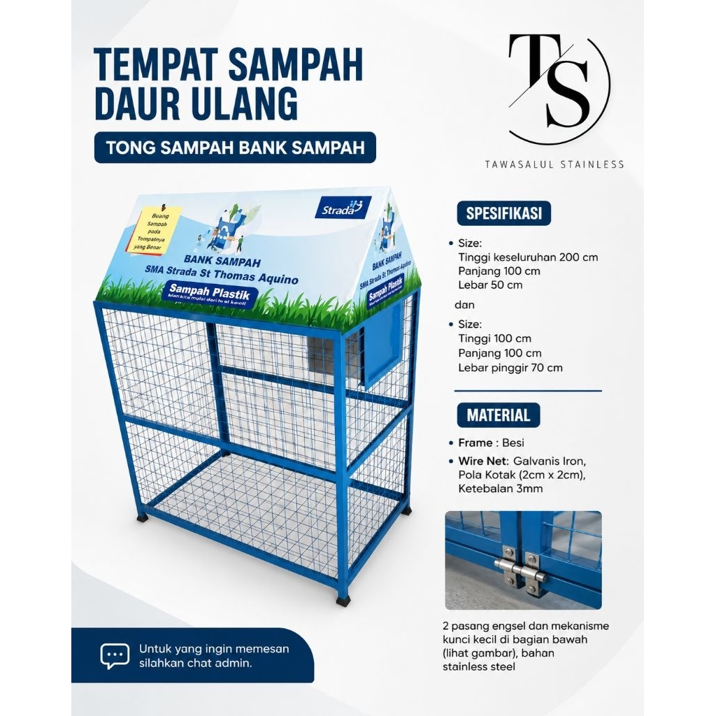 Tempat sampah daur ulang botol plastik,tong sampah bank sampah
