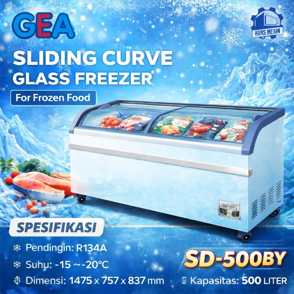 GEA FREEZER BOX SLIDING KACA 500 LITER / FREEZER BOX SLIDING KACA GEA SD-500BY