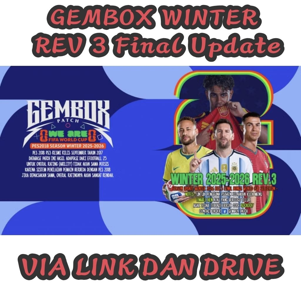 PES 2026 Gembox Patch PS3 winter rev 3 update pemain Piala Dunia 22 juni 2026