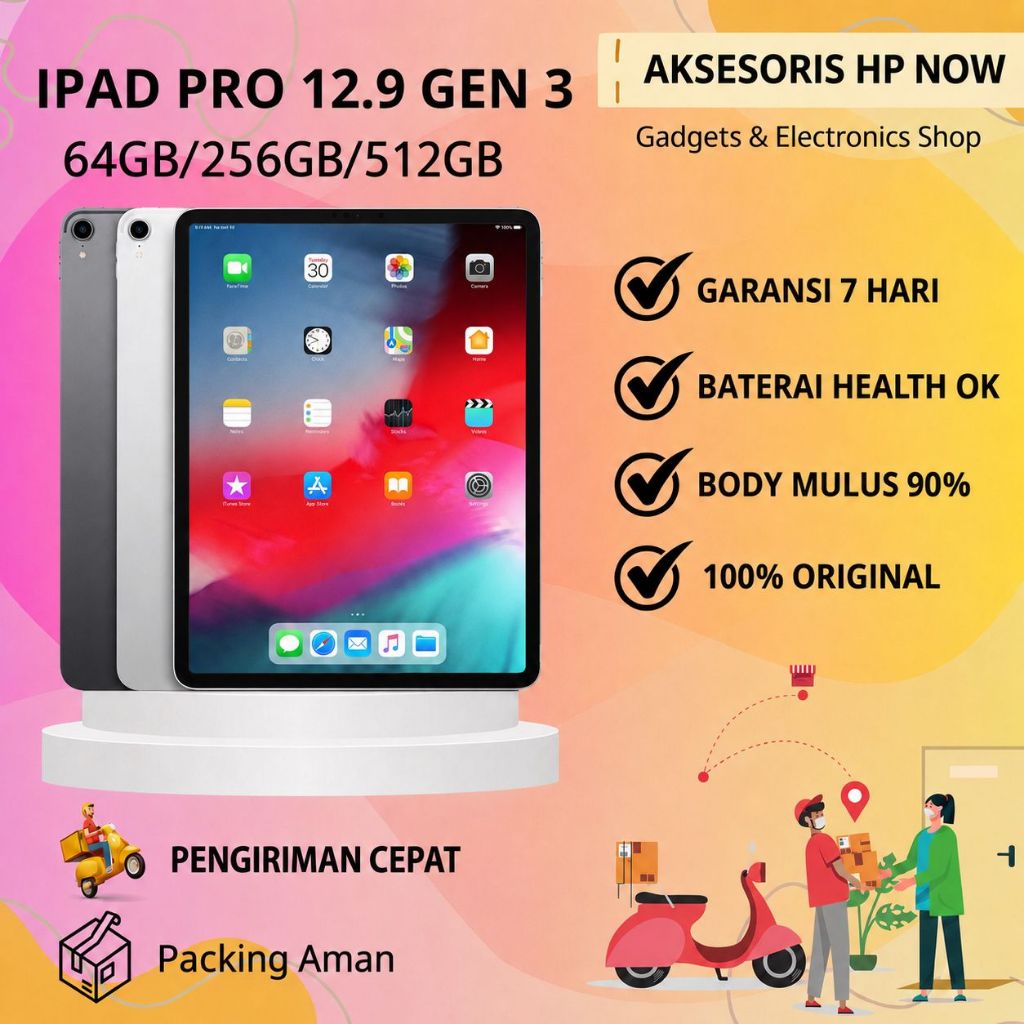 iPad Pro 12.9 Gen 3 2018 64GB 128GB 256GB 512GB 1TB Wifi Only– Aksesoris HP Now
