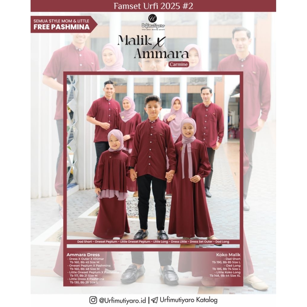 Malik Ammara Family Baju Couple Keluarga Sarimbit Lebaran Couple Gamis Kemeja