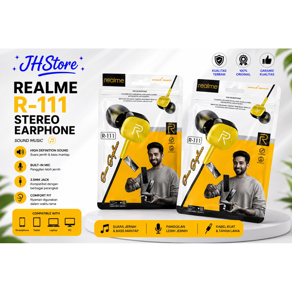 Headset - Earphone - Handsfree REALME R-111 STEREO Universal With Mic HF Jack 3.5mm R111