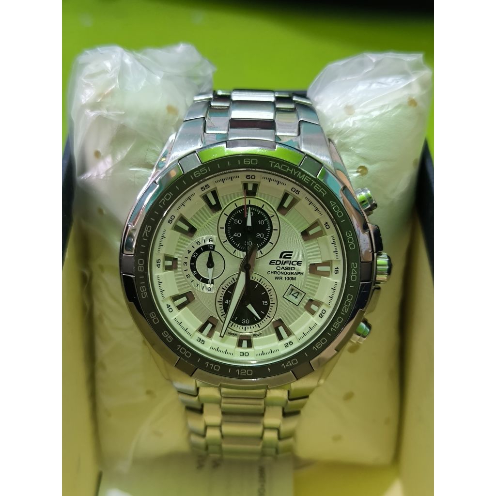 [KONDISI RUSAK] Jam Tangan Pria Casio Edifice EF-539D-7AVUDF Chronograph White Dial Stainless Steel 