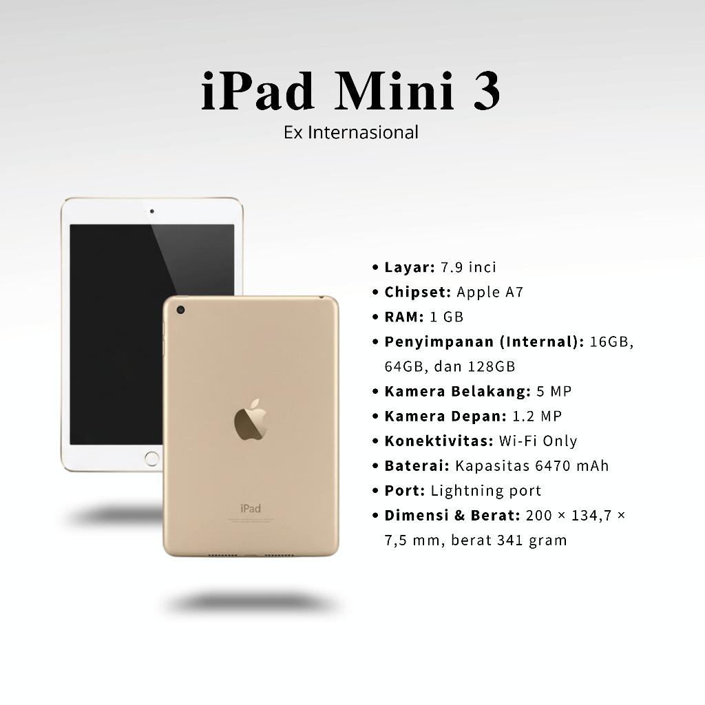 COD / IPAD MINI 3 DAN IPAD MINI 4/5 GARANSSI 1 BULAN / WI-FI ONLY / SECOND INTER ORIGINAL / 16GB 32G