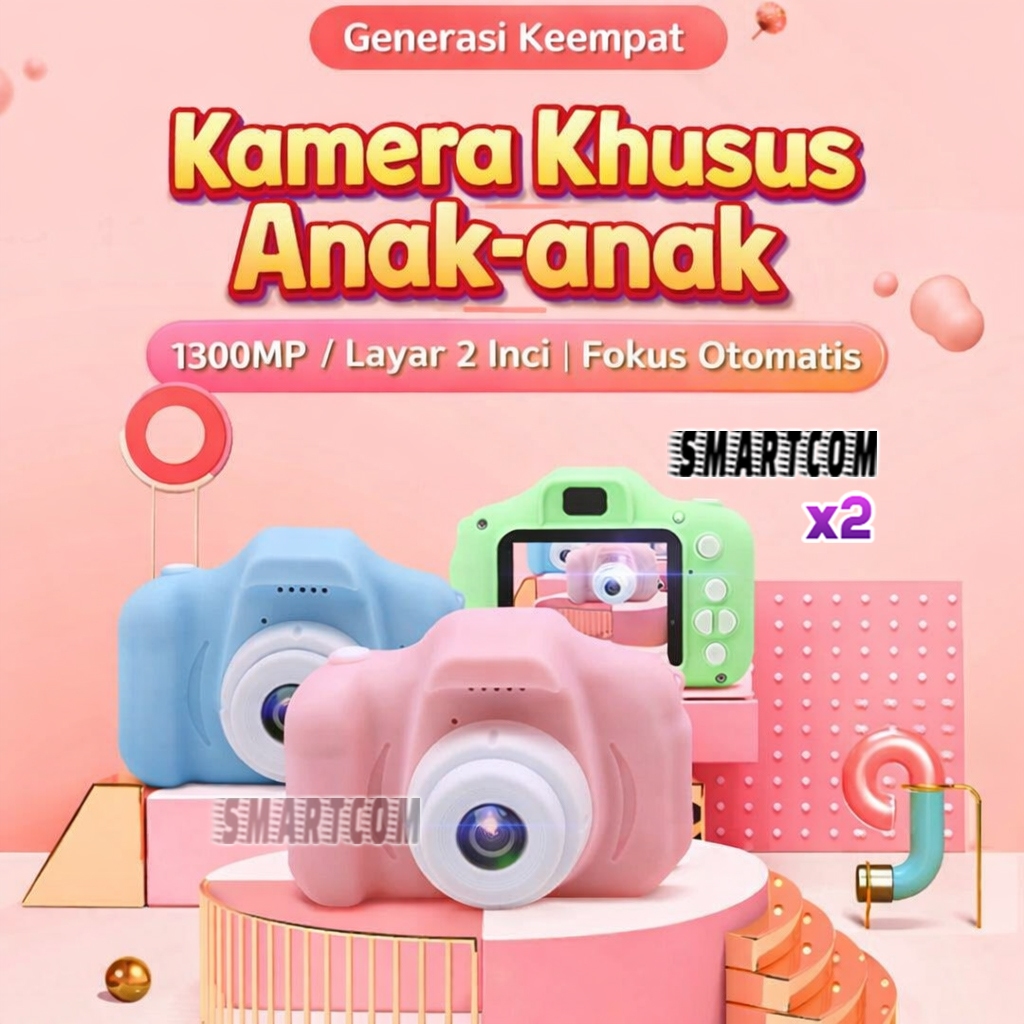 SMARTCOM - Kamera Anak Digital  X2 Kamera Anak Digital HD Dual Camera Kids Digital Kamera Mini Hadia