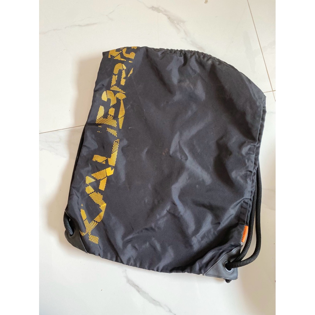 KALIBRE Black Drawstring Bag Original | Tas Serut Hitam Logo Kuning | Preloved