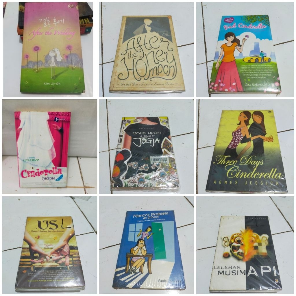 Novel Kedai Bianglala / After the honeymoon / Labirin / There days Cinderella / Bad Cinderella / US 