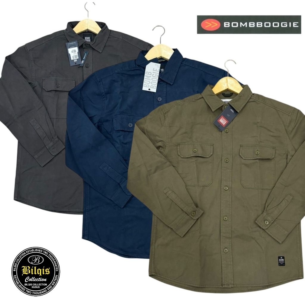 Bombboogie Jaket Kemeja Pria Original Full Kancing
