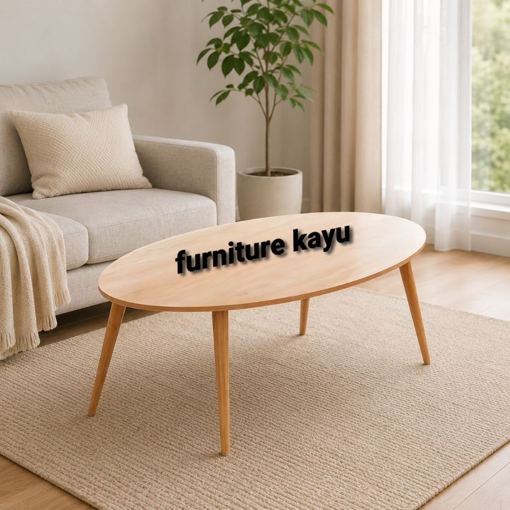 meja oval/meja kayu minimalis
