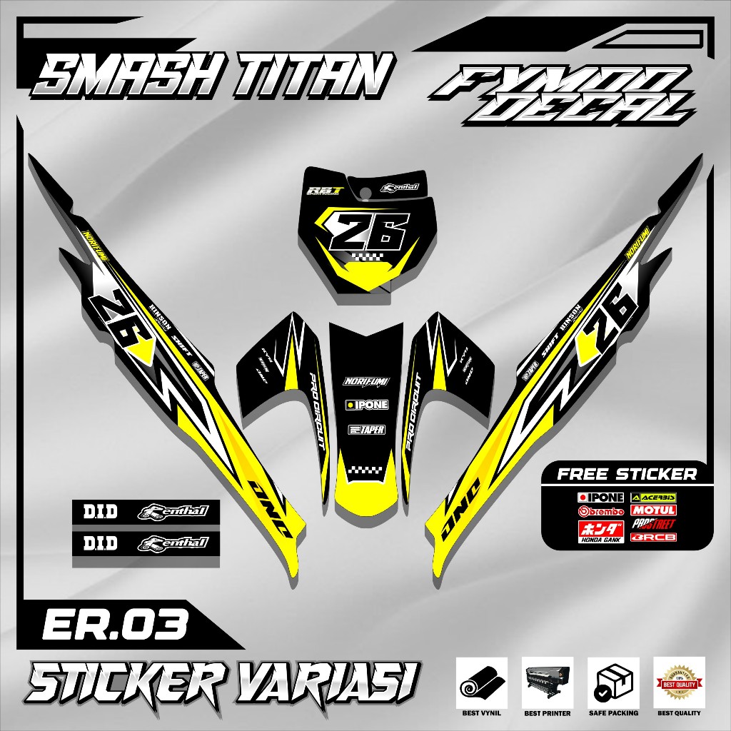 (NEW) STICKER DECAL STRIPING RBT HONDA SMASH TITAN 155 CUSTOM SUPERMOTO TERBARU KODE 26.03
