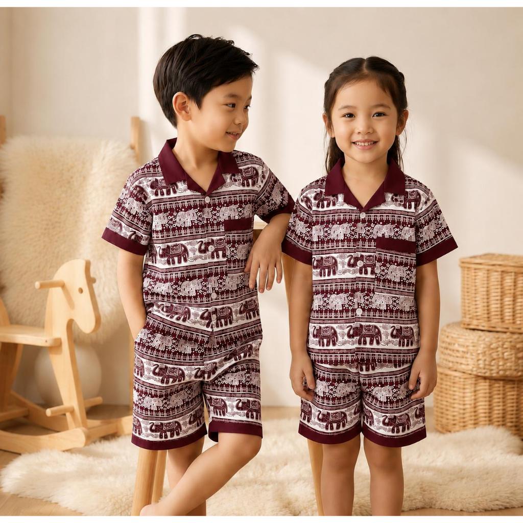 BAYAR DI TEMPAT // Setelan Anak Batik Gajah Premium 1-5 Tahun | Baju Anak Laki-Laki Perempuan Motif 