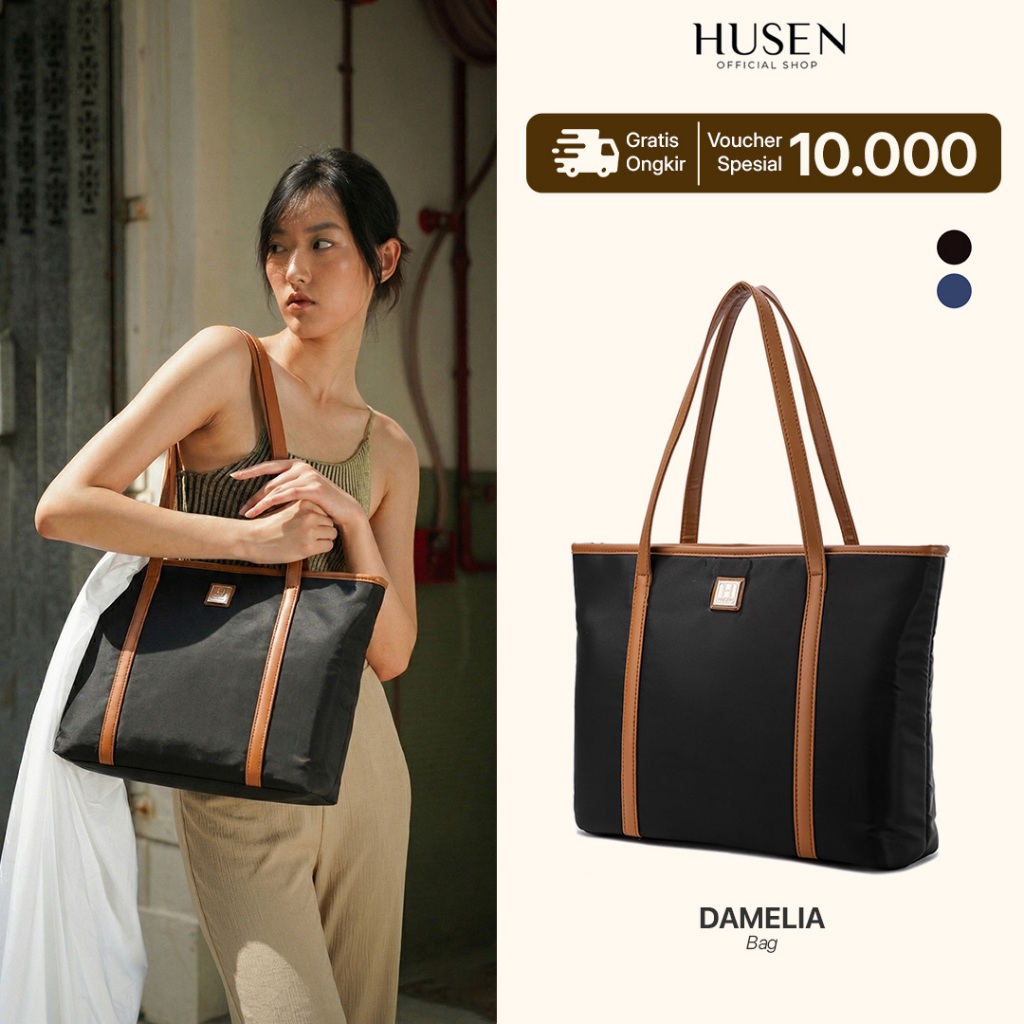 HUSEN Totebag Wanita Damelia Bag Tas Kuliah Kapasitas Besar Kondangan Shoulder Bag Tas Wanita