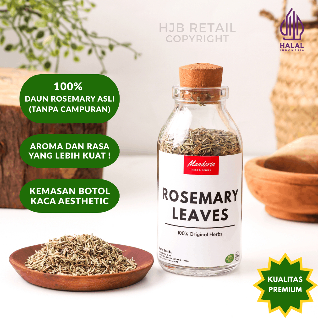 MANDORIN Daun Rosemary Kering / Rosemary Bubuk / Rosemary Leaves / Bumbu Dapur Premium