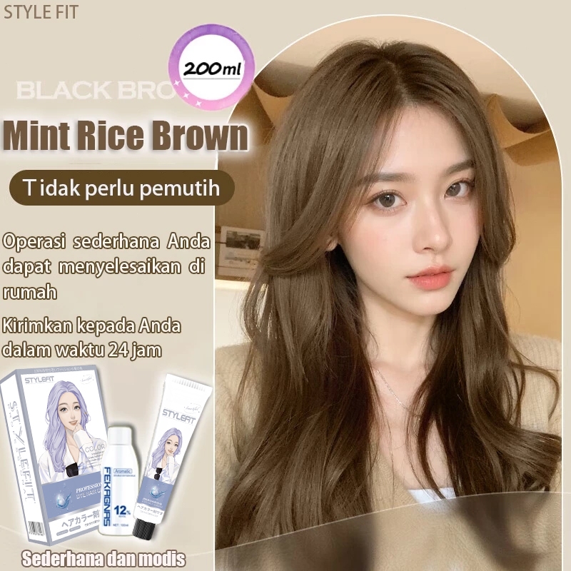 [Beli 100ml gratis 100ml]STYLE FIT pewarna rambut Coklat cool *200ML Tidak Perlu Bleach,Membuat kuli