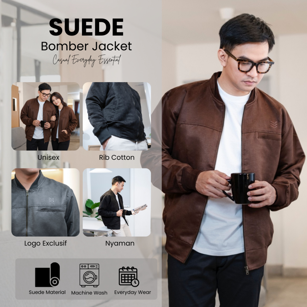 Jaket Pria Bomber Suede Pria Delibra