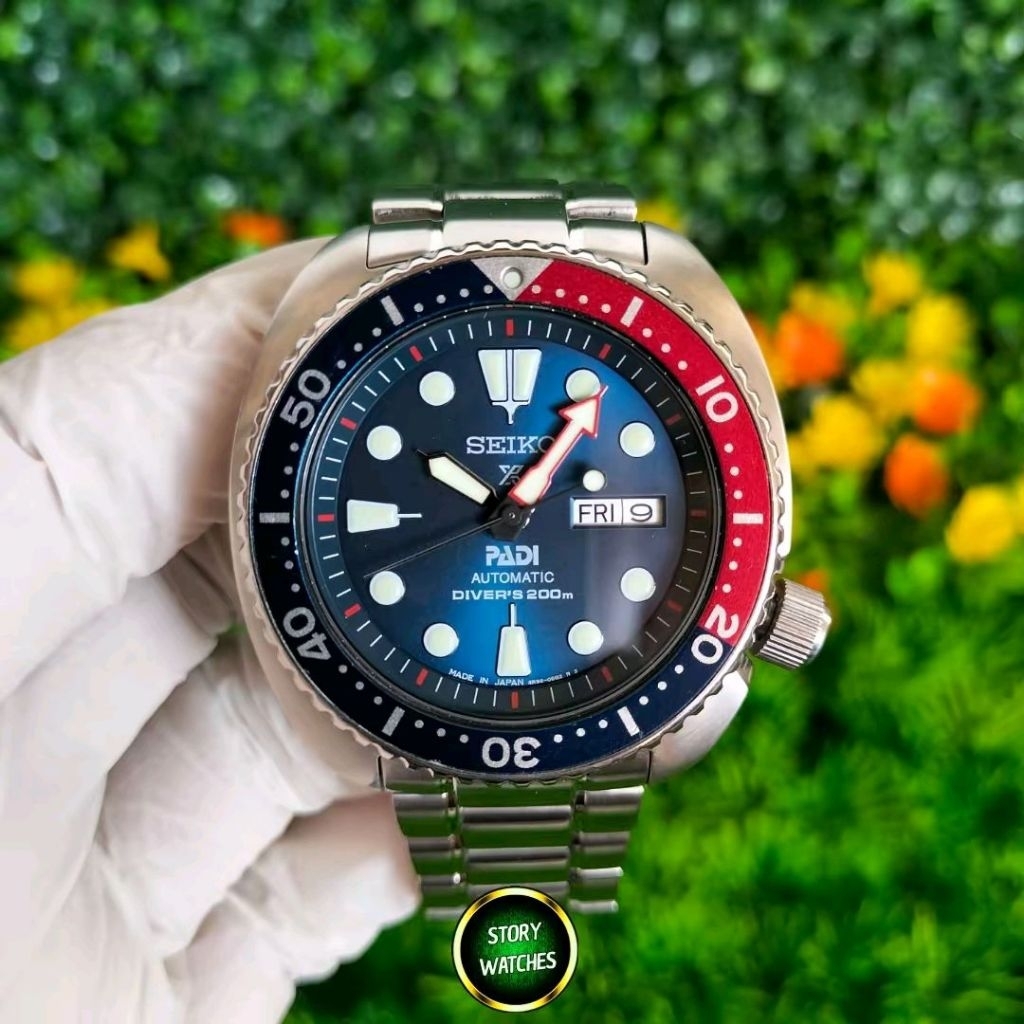 SEIKO JDM Exclusive SBDY017 Turtle PADI Pepsi Red Blue Sunburst Prospex Diver Automatic