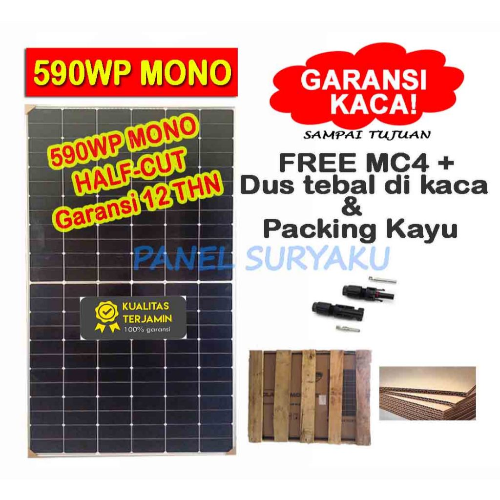 Solar Panel Surya 590wp Mono Solar Cell 590wp Mono ORIGINAL FREE MC4