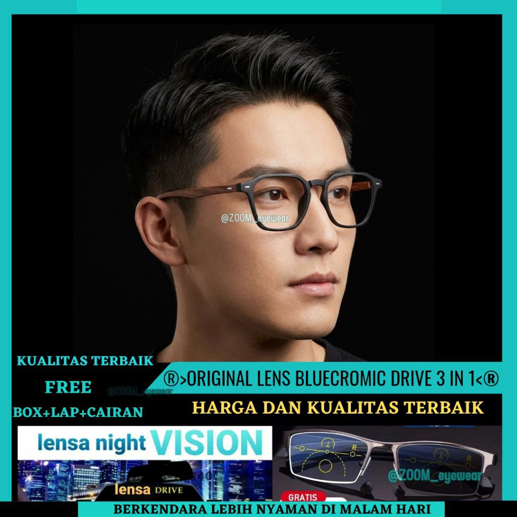 BLUECROMIC NIGHT DRIVE 3 IN 1-Kacamata Pria Bluecromic 3 IN 1 | Kacamata Baca Plus Pria | Kacamata P