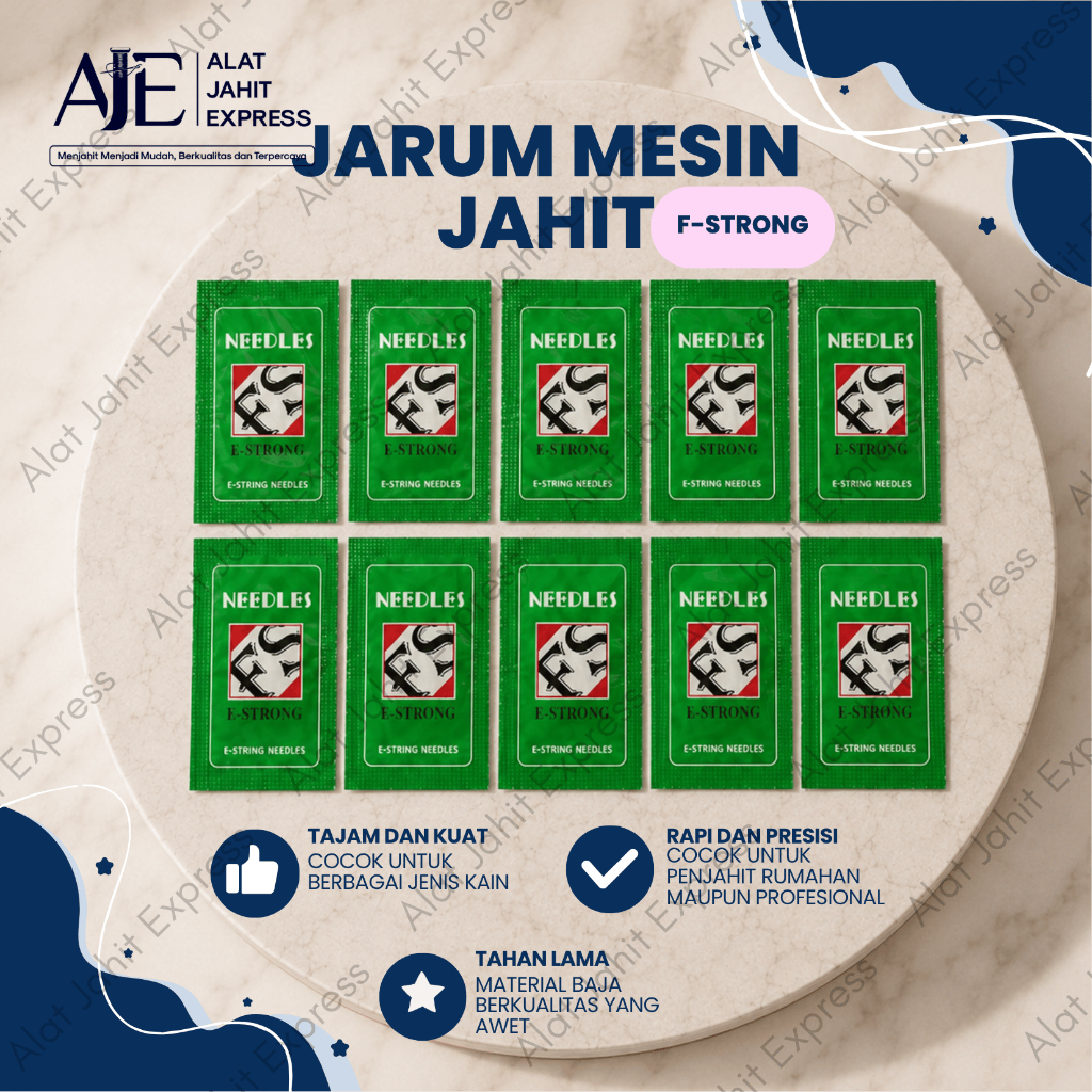 AJE - Jarum Mesin Jahit F-STRONG DB No 9 11 13 14 18 21 | Jarum Mesin Industri Isi 10 Pcs