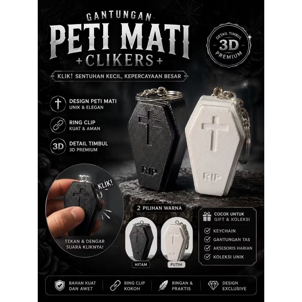 Clikers gantungan peti mati unik / gantungan unik / gantungan lucu / gantungan pencetan /gantungan t