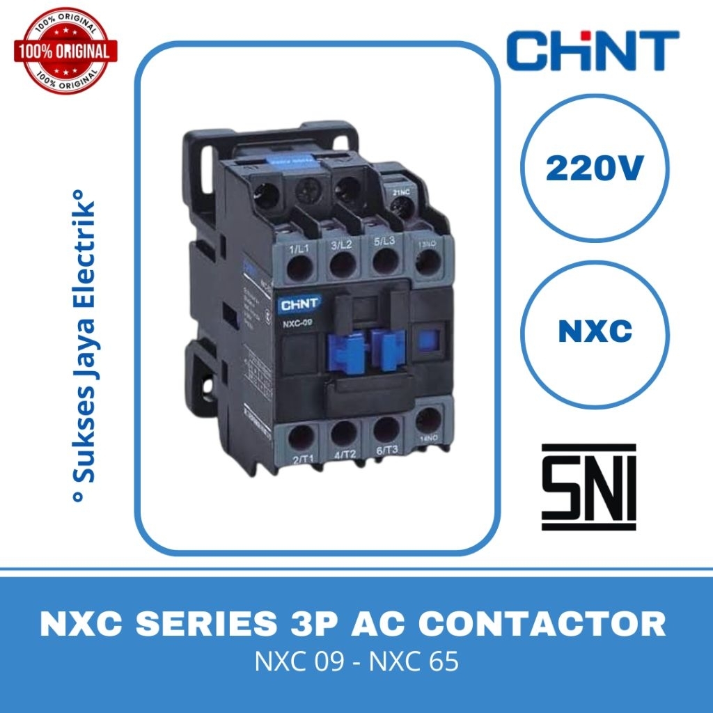 KONTAKTOR CONTACTOR CHINT NXC-09/NXC-12/NXC-18/NXC-25/NXC-32/NXC-40/NXC-50/NXC-65 220V CHINT