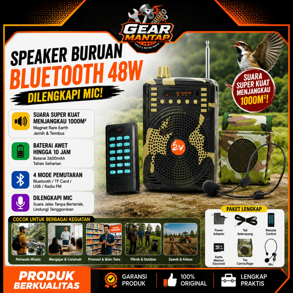 Bird Caller Speaker Impor MP3 Speaker Buruan Bluetooth/Pemanggil Buruan 48W Di Lengkapi Mic