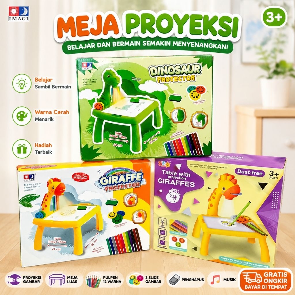 1021 meja belajar anak proyektor jerapah mainan edukasi anak SS1555