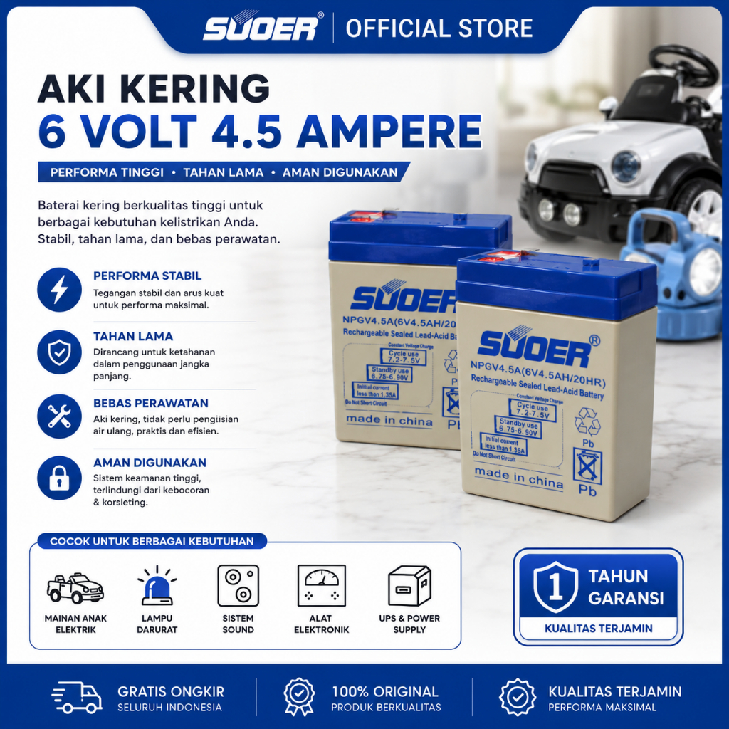 SUOER AKI KERING  6 VOLT 4.5 AMPER