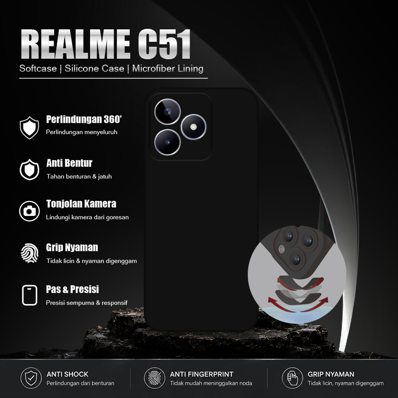 Softcase Hitam Polos For Realme C51 - Softcase Handphone - Casing Hape - Casing Ponsel - Case Aesthe