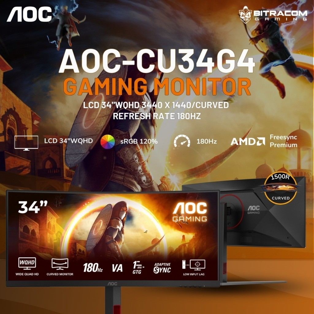 Monitor Gaming AOC - CU34G4 curved - LED Monitor 34" WQHD 180Hz