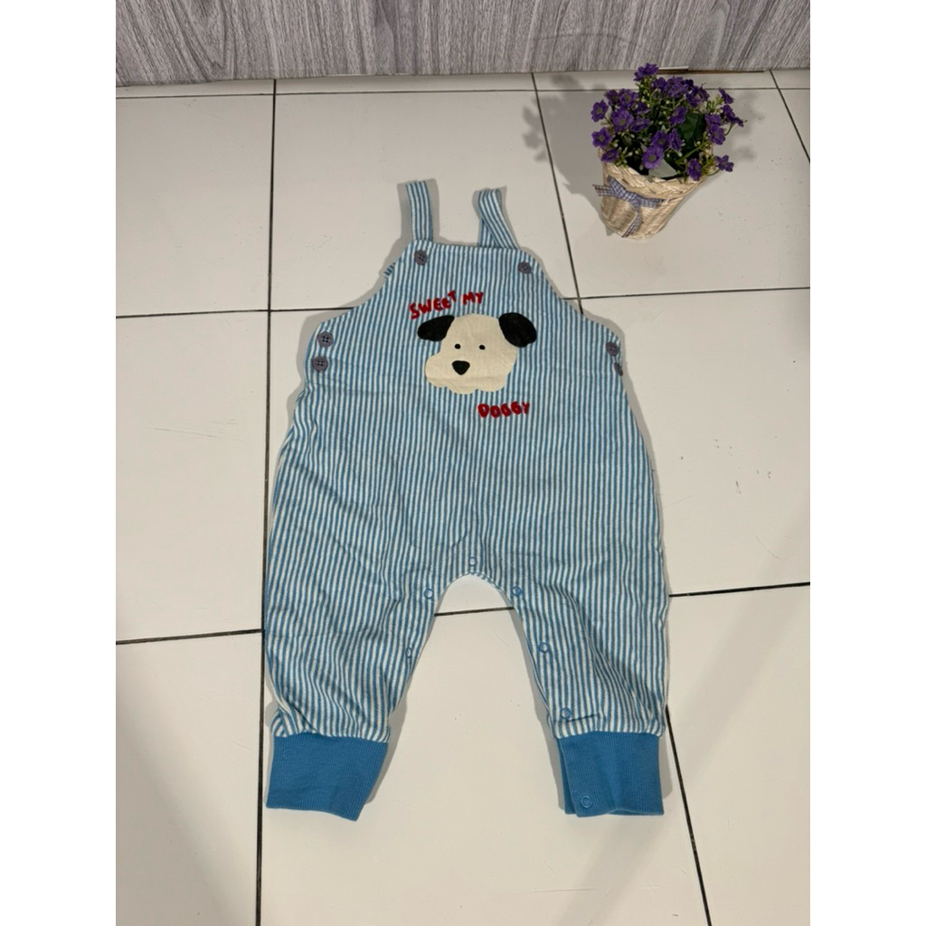 overall baby bluedog motif garis2 size 80-85 lp 64cm pb 63cm Ada kancing bawah buat ganti popok