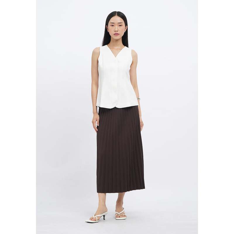 Rok panjang Executive Regular Fit Pleated Knit Skirt Brown
