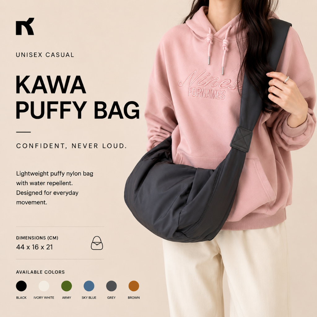 KINOBO | Kawa Puffy Sling Bag - Tas Selempang Wanita Pria Unisex