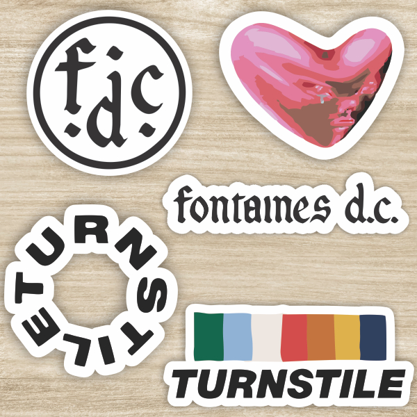 Sticker Band Fontaines DC, Turnstile - Sticker Pack - Sticker Satuan - Stiker Band Indie Vinyl Gloss