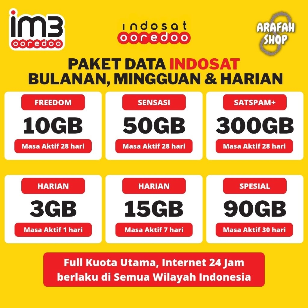 PAKET DATA INDOSAT OOREDOO FREEDOM INTERNET