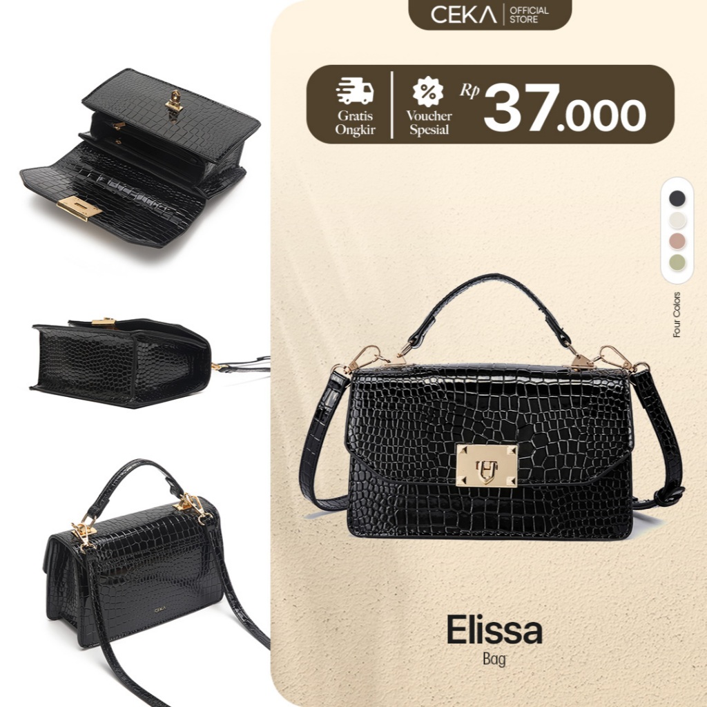 CEKA Tas Selempang Wanita Croco Hand Bag Terbaru Kekinian Original Branded - Elissa