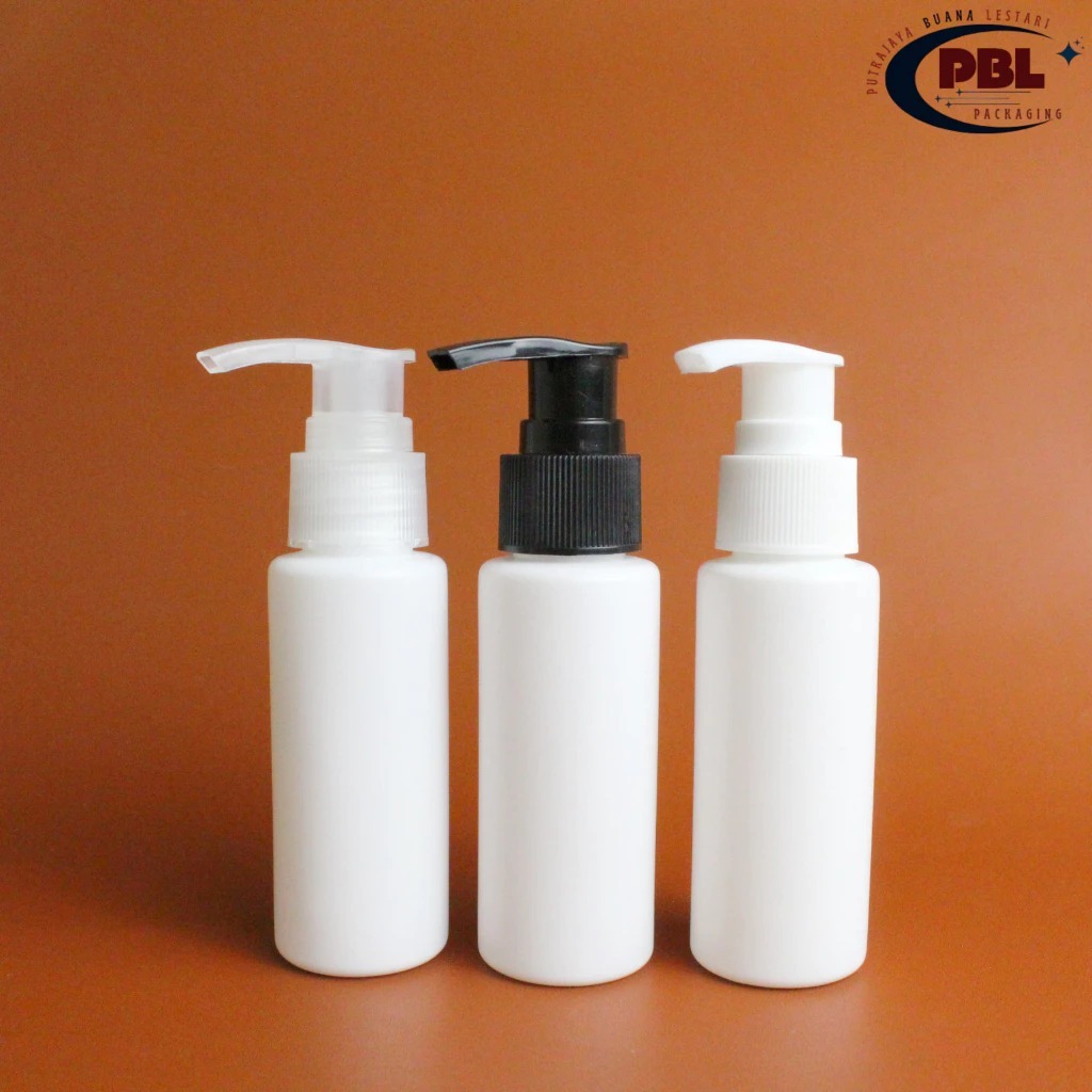BOTOL PUMP 60ml HDPE PUTIH / BOTOL PLASTIK HDPE 60ml / BOTOL LOTION 60ml/ TUTUP PUMP NECK 24