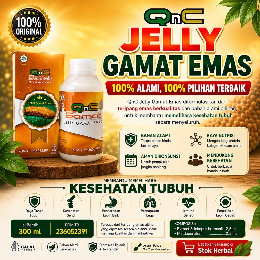 Q n C Jelly Gamat Emas QNC Asli Original Jeli Gamat Gold Obat Herbal Nyeri Sendi Patah Tulang Luka