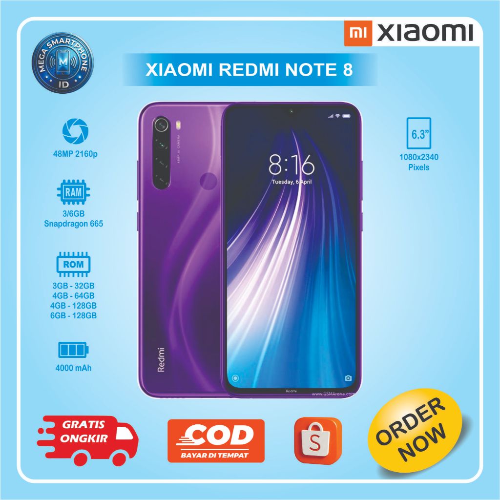 XIAOMI REDMI NOTE 8 | HP Second batangan