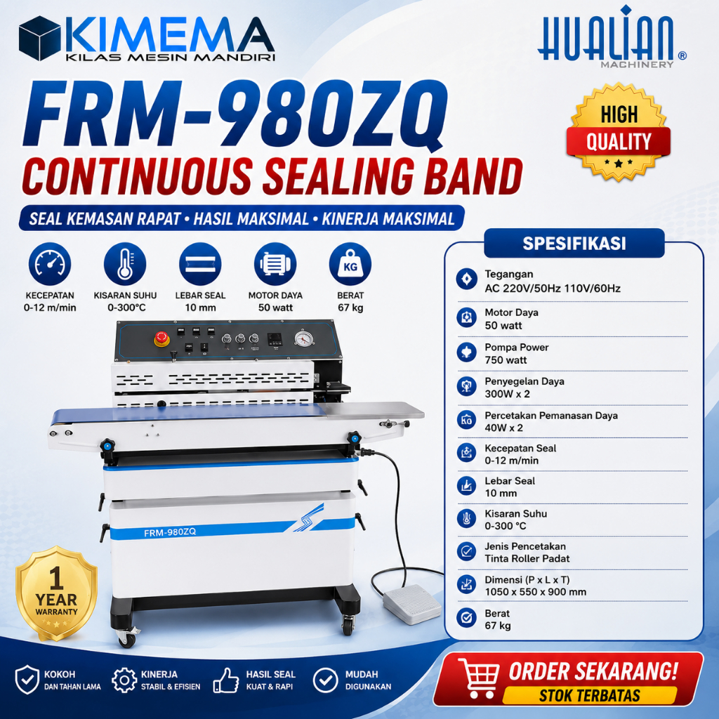 Mesin Continuous Band Sealer Nitrogen Vacuum Sealer FRM-980ZQ