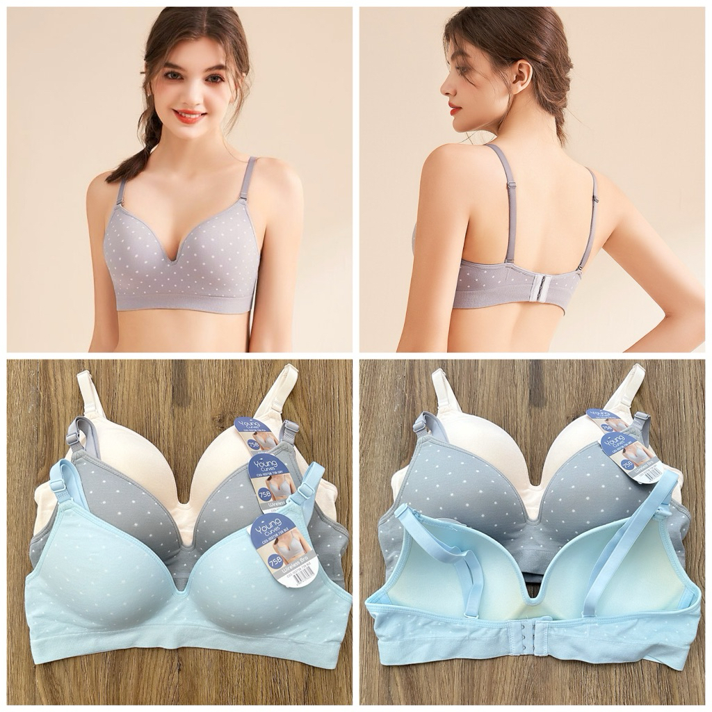 Young curves bra wireless C03-10375B polka edition branded